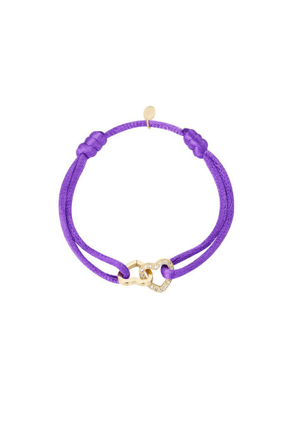 Satinarmband Doppelherz mit Steinen
