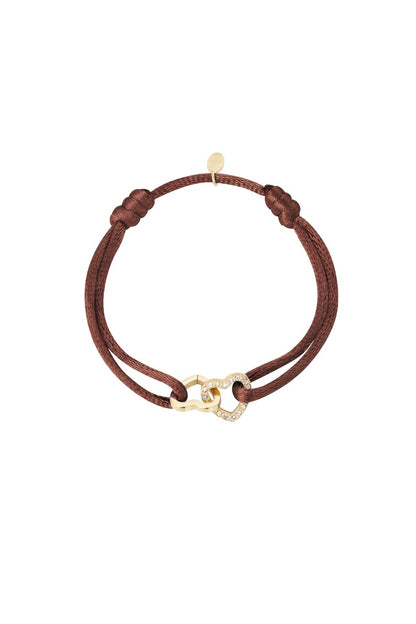 Satinarmband Doppelherz mit Steinen