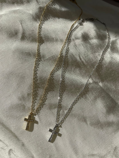 Edelstahl Kette Kreuz Diamond