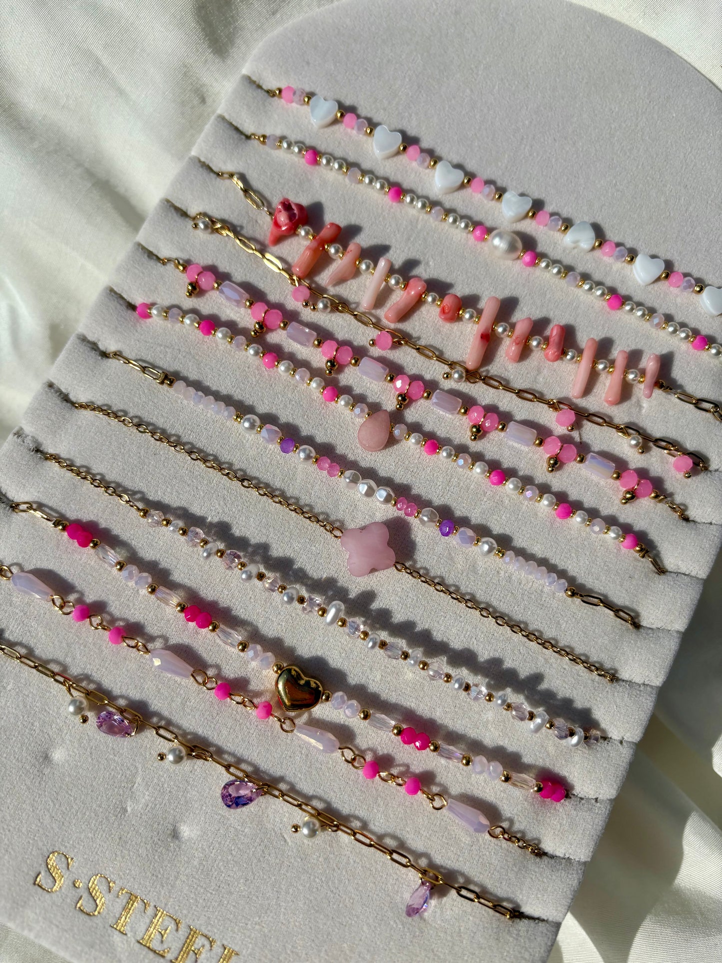 Edelstahl Kette Rosa Mix