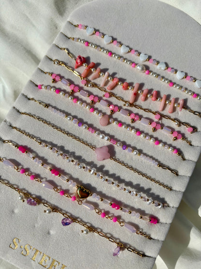 Edelstahl Kette Rosa Mix