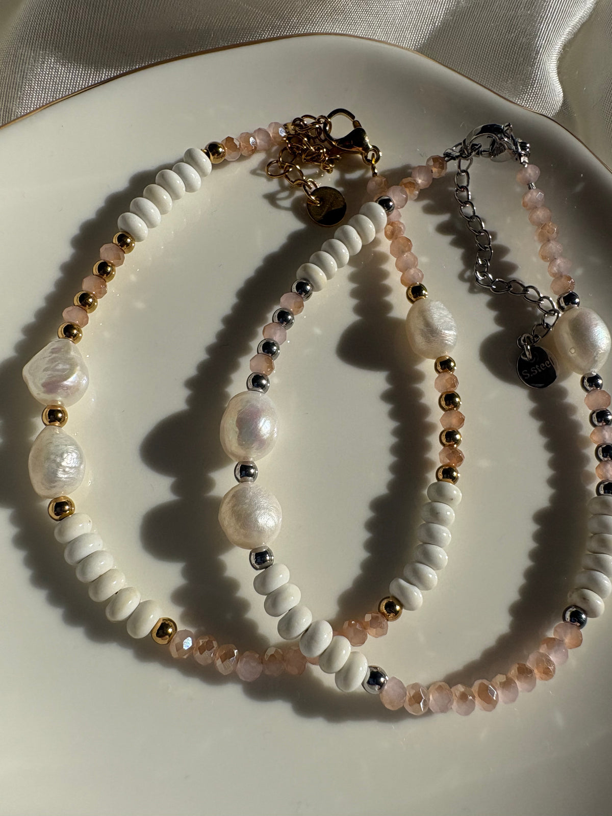 Edelstahl Armband Rose Pearl
