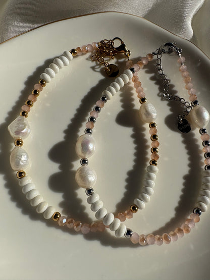 Edelstahl Armband Rose Pearl