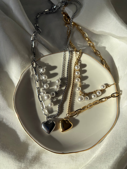 Edelstahl Kette Valentine Pearl