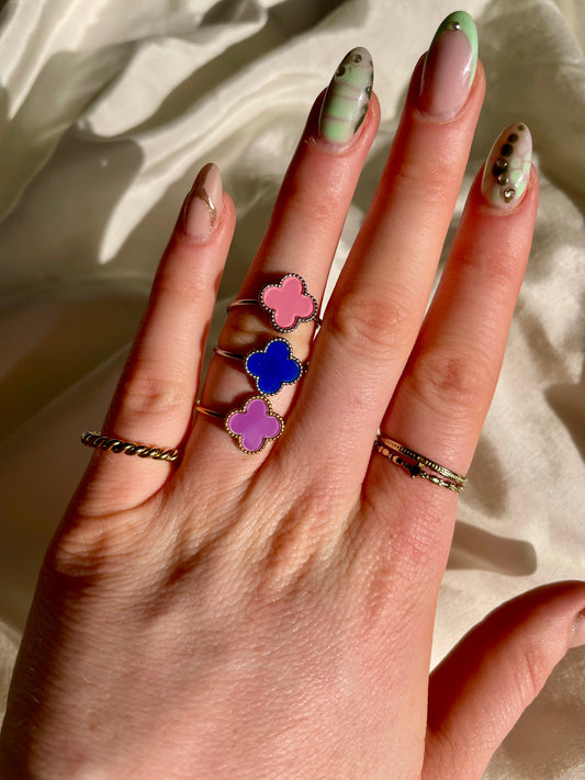 Edelstahl Ring Clovers