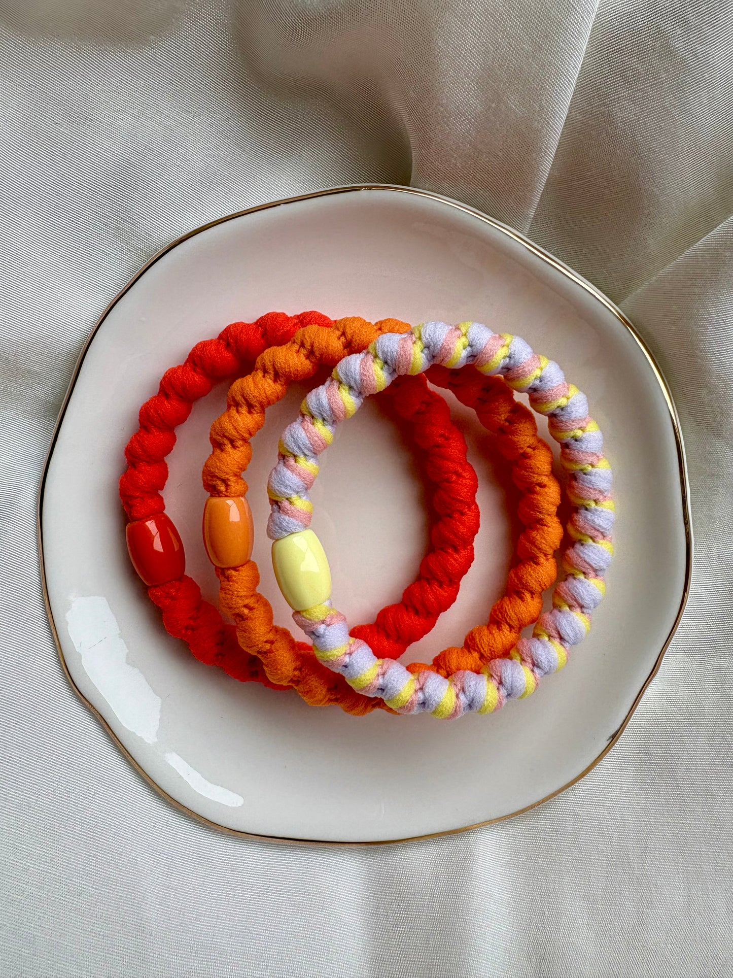 Haargummi Kneeki Set Gelb Orange