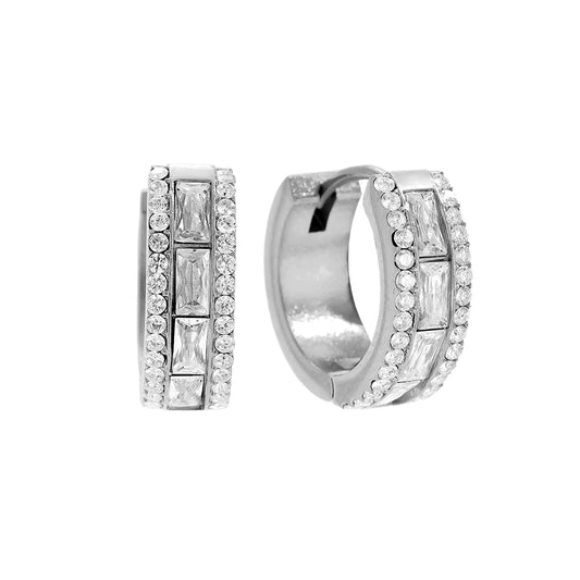 Edelstahl Ohrringe Vintage Hoope Diamonds