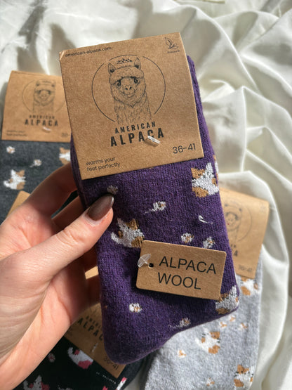 Alpaka Socken Katzen Muster