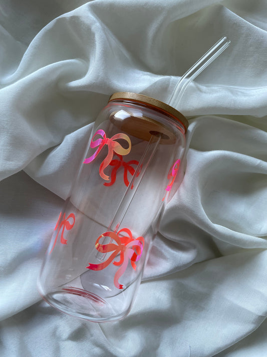 Schleifen Glas Pink Holo