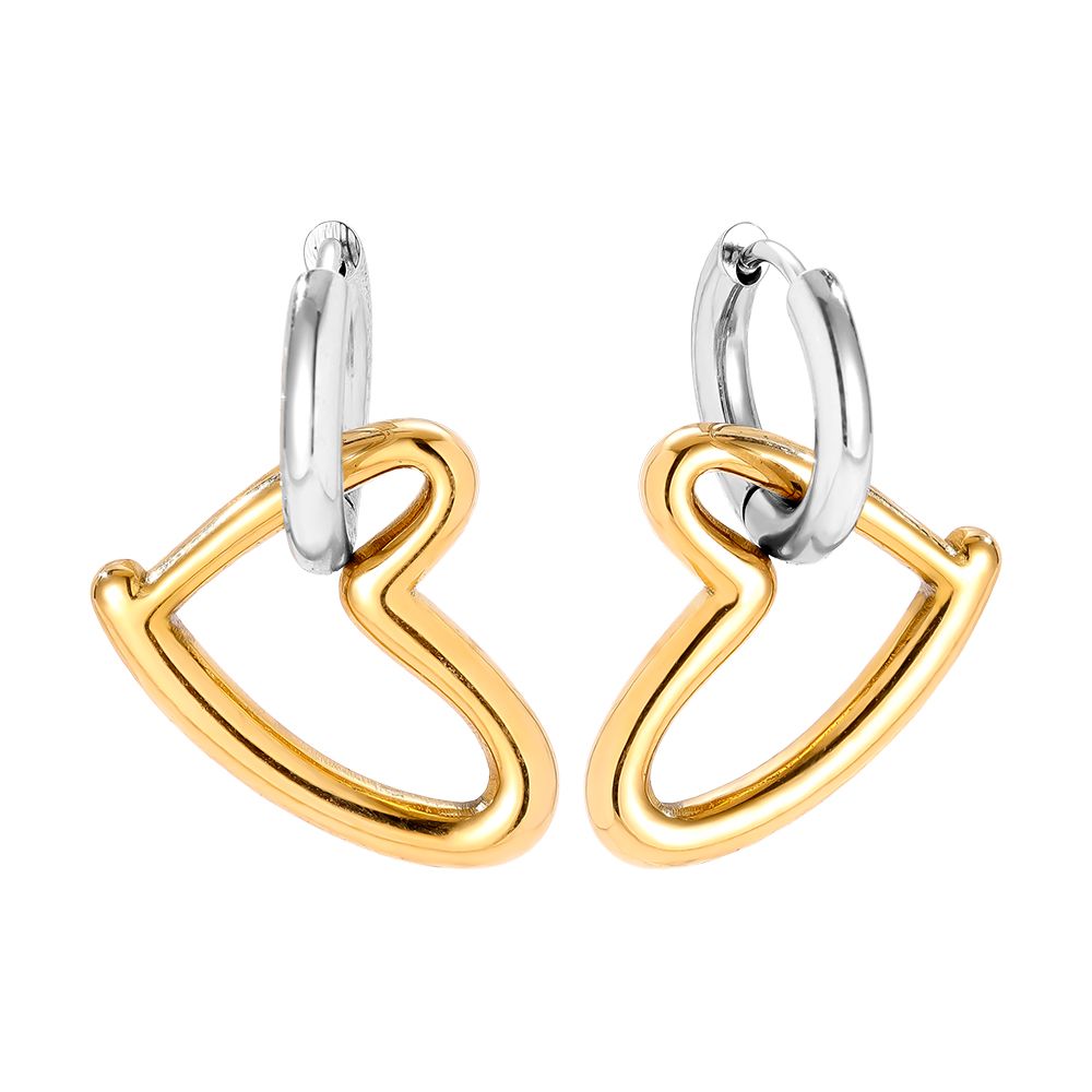 Edelstahl Ohrringe Bicolor Herz