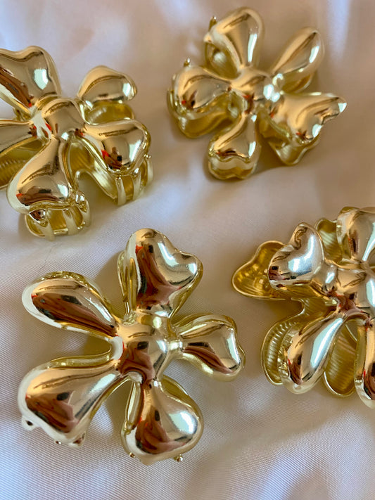 Blumen Haarspange Gold Metall