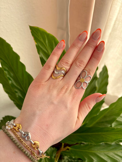 Edelstahl Ring Bicolor Flower