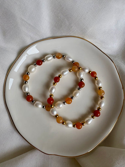 Orangenes Süßwasserperle Armband