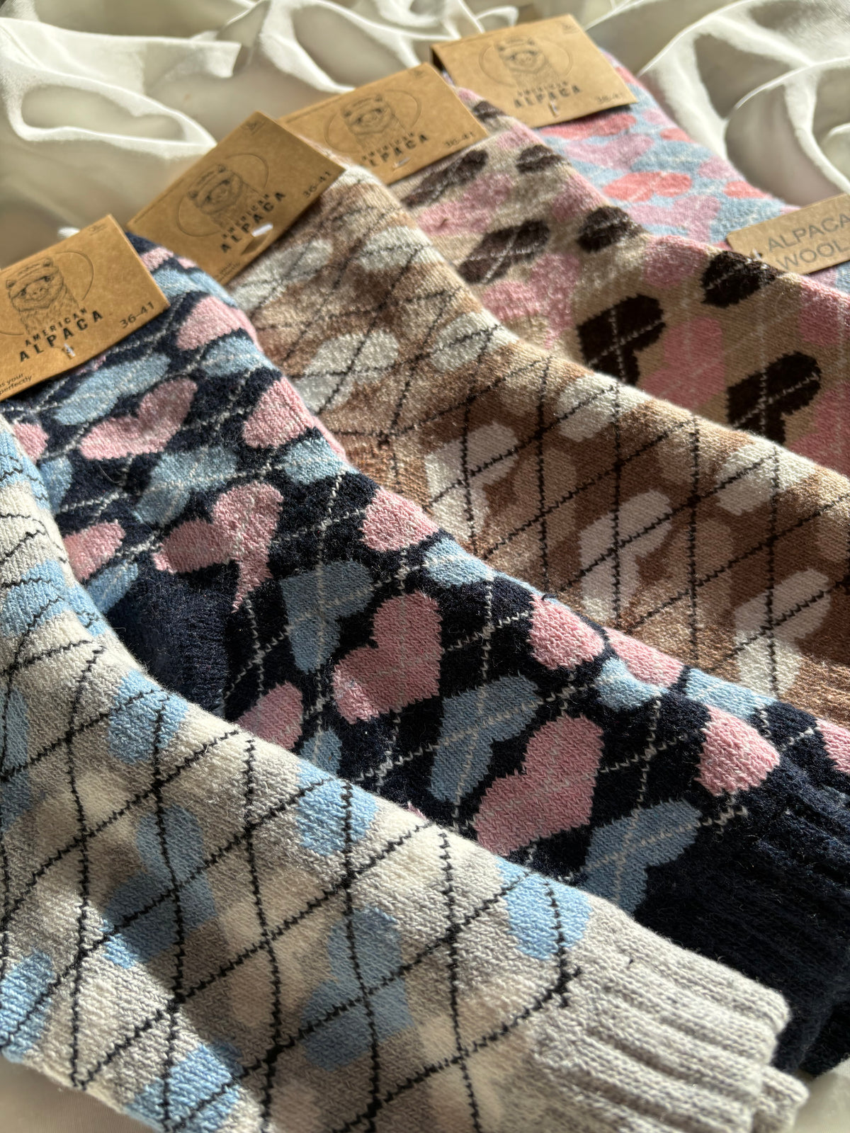 Alpaka Socken Karo Herz