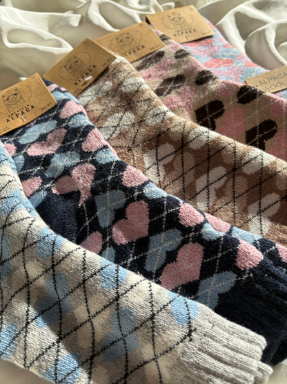 Alpaka Socken Karo Herz
