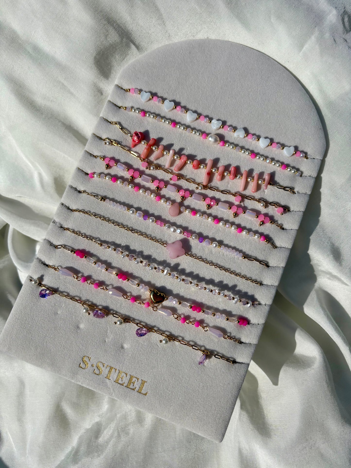 Edelstahl Kette Rosa Mix