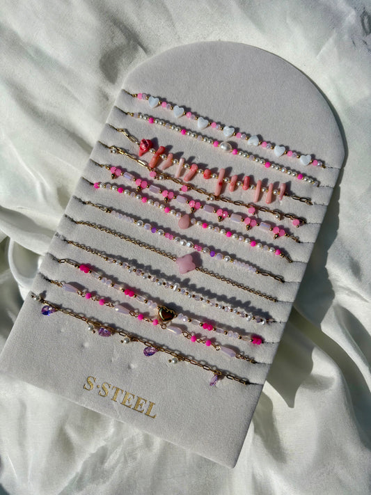 Edelstahl Kette Rosa Mix