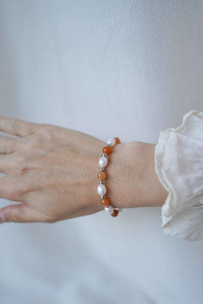 Orangenes Süßwasserperle Armband
