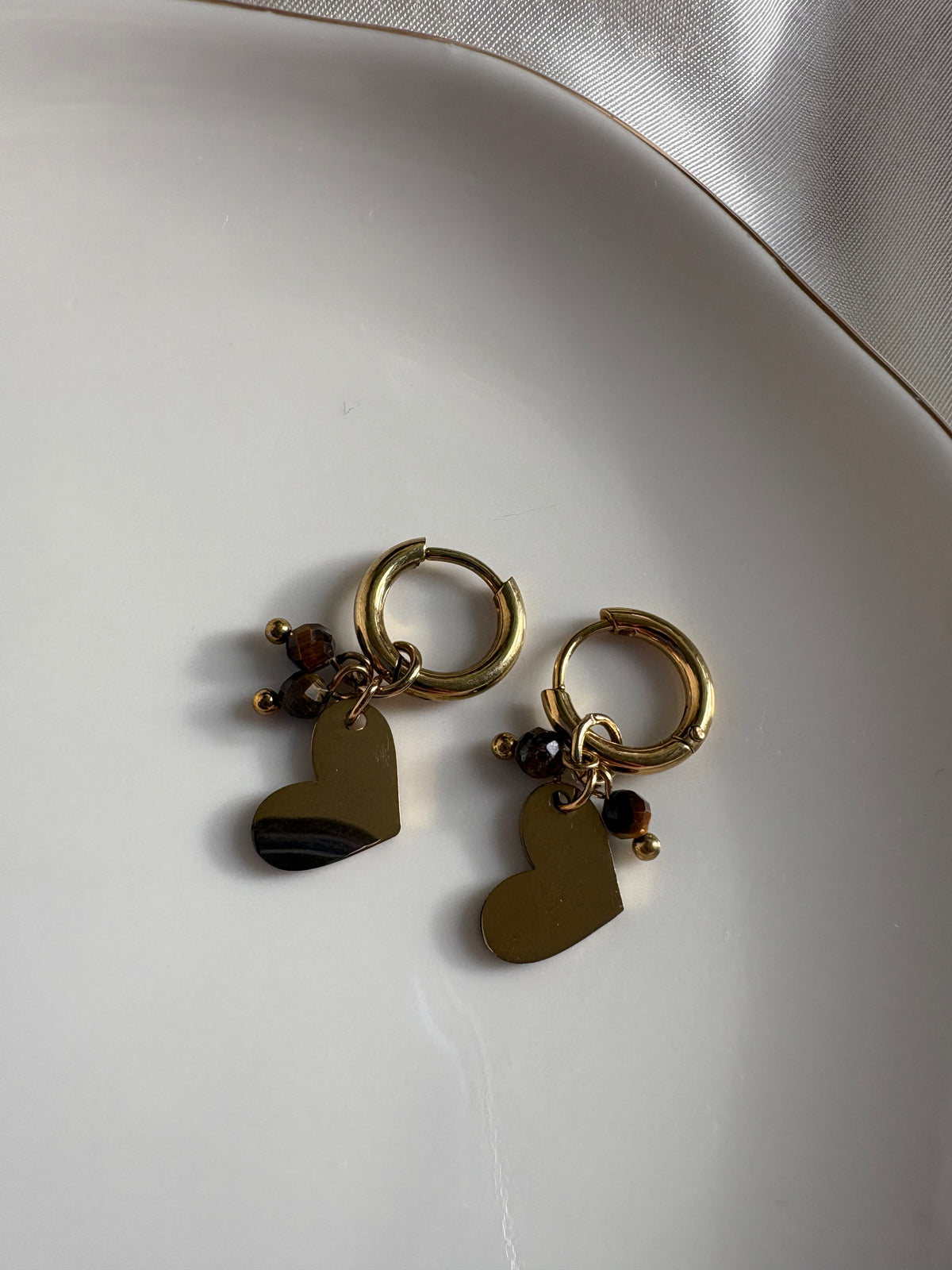 Edelstahl Ohrringe Brown Herz