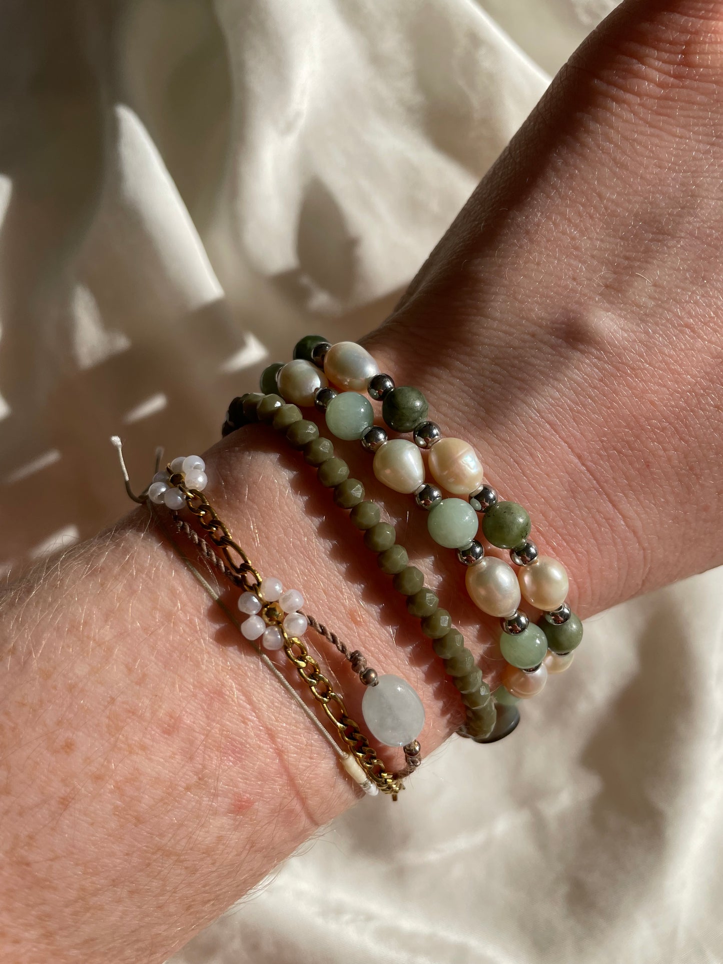 Matcha Armband Süßwasserperle