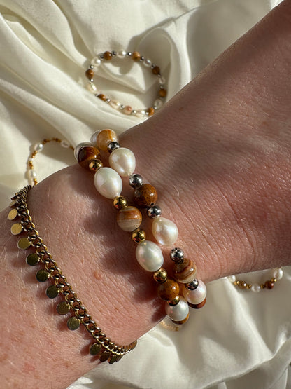 Braunes Süßwasserperle Armband