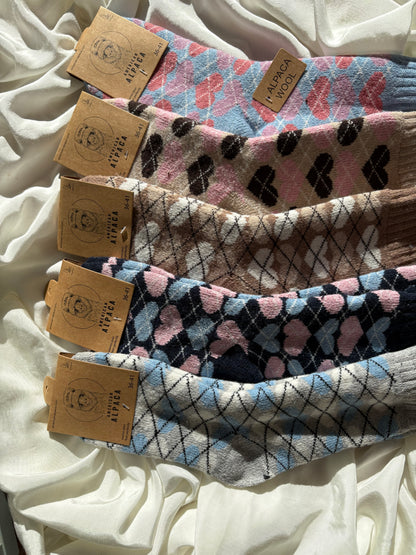 Alpaka Socken Karo Herz