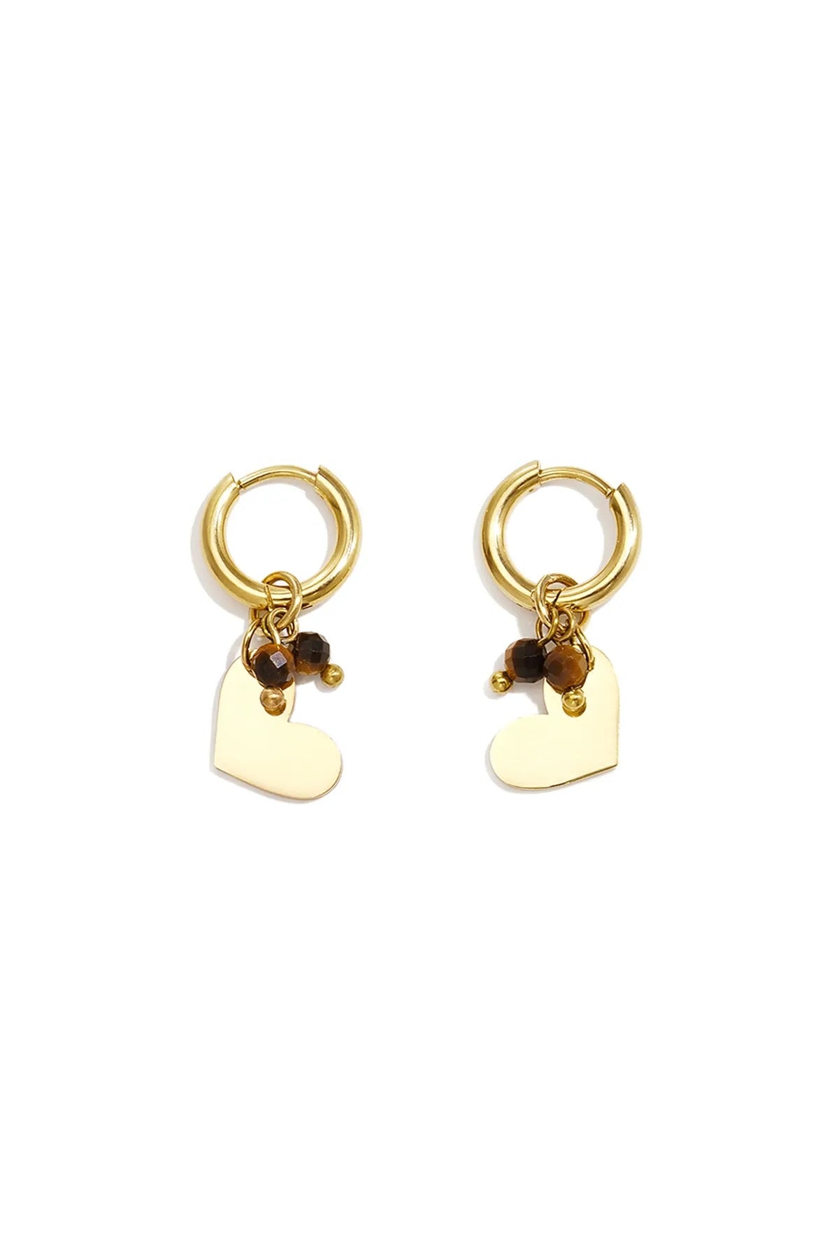 Edelstahl Ohrringe Brown Herz