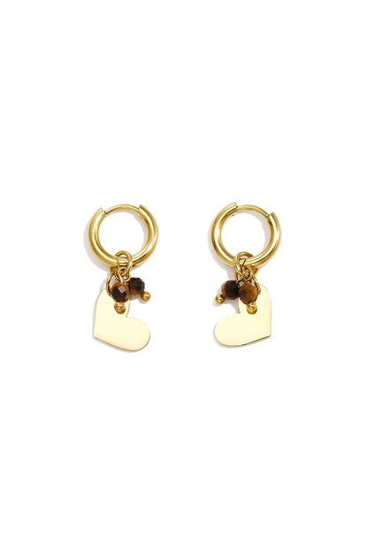 Edelstahl Ohrringe Brown Herz