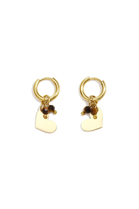 Edelstahl Ohrringe Brown Herz