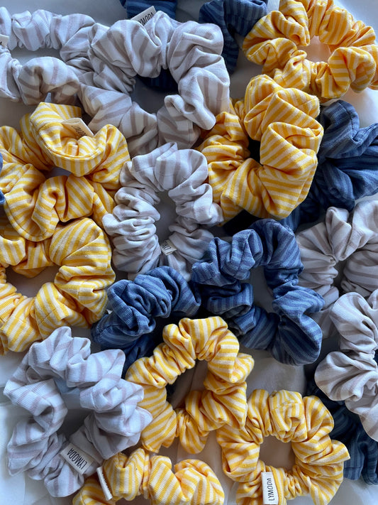 Scrunchiekollektion Strify gestreift Gelb Beige Blau