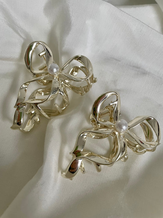 Haarspange Mini Schleife Gold
