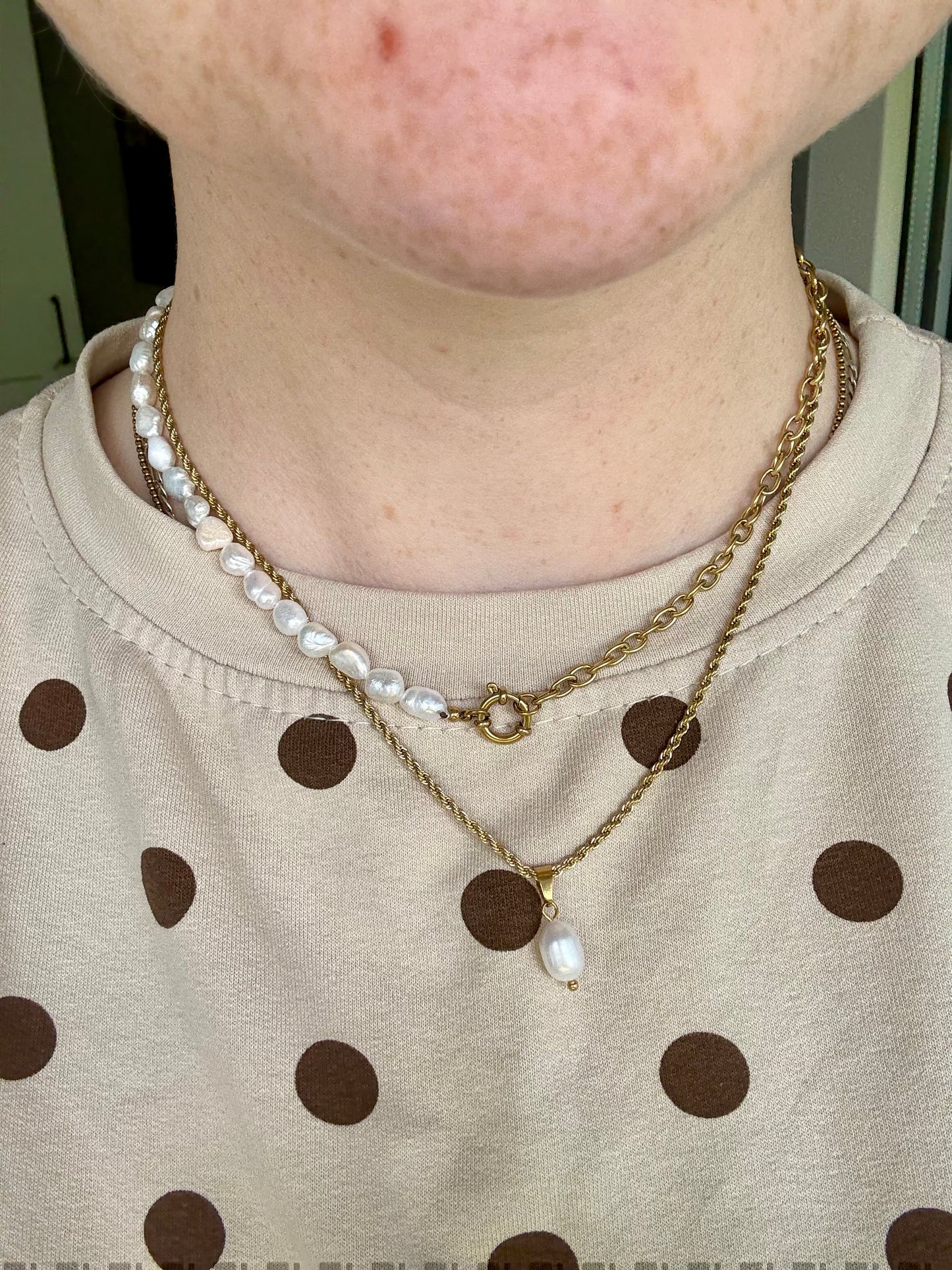 Edelstahl Kette Single Pearl