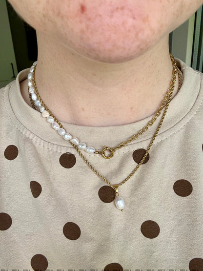 Edelstahl Kette Single Pearl