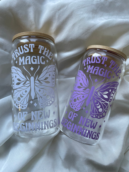 New Beginnings Schmetterling Glas