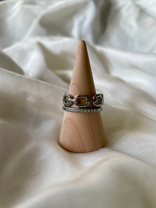 Edelstahl Ring Chain Glitter