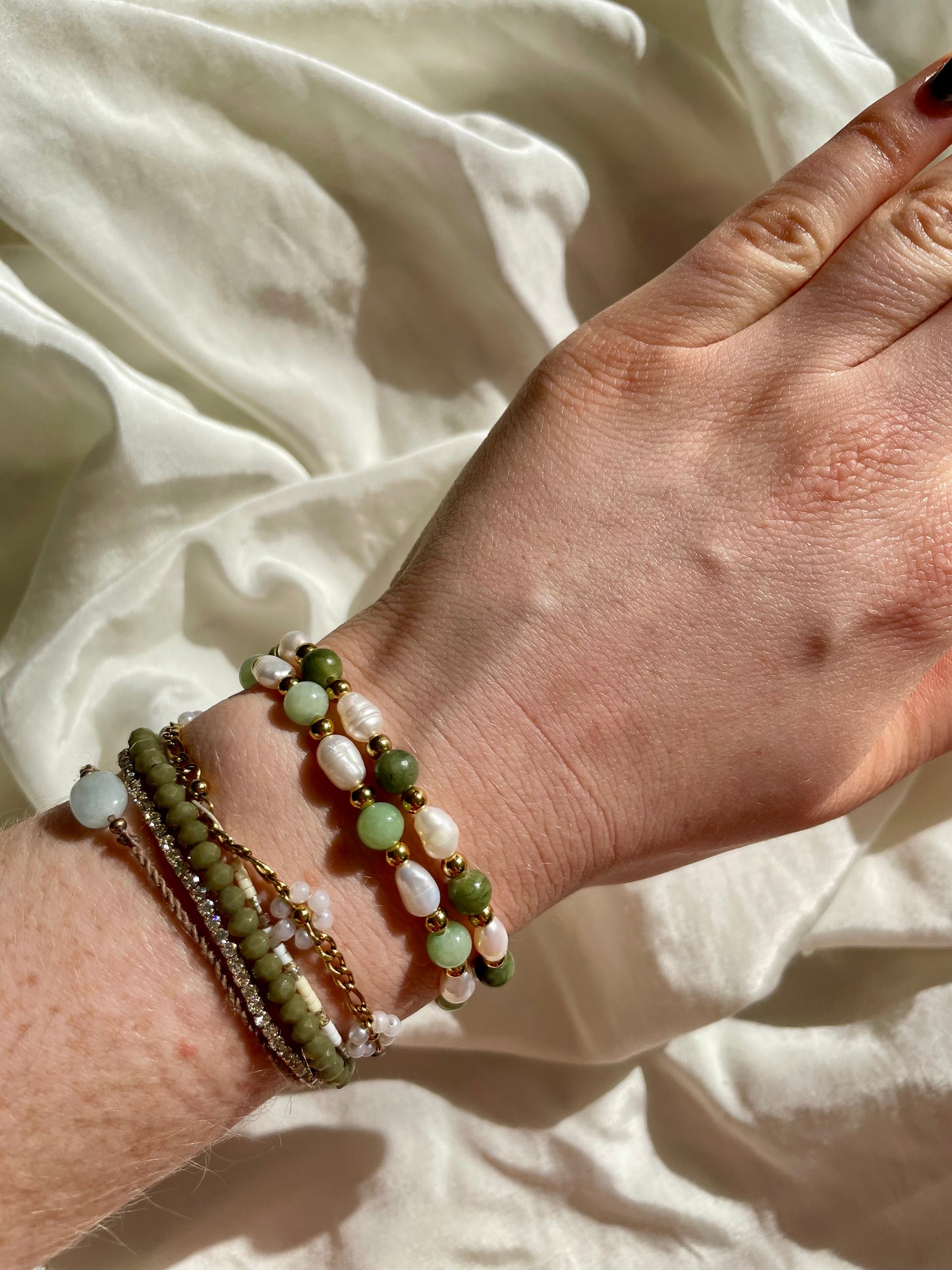 Matcha Armband Süßwasserperle