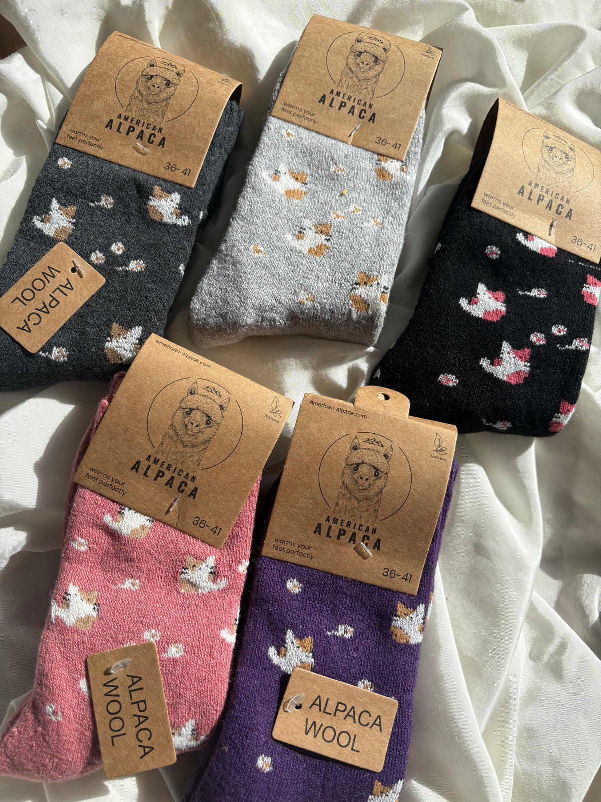 Alpaka Socken Katzen Muster