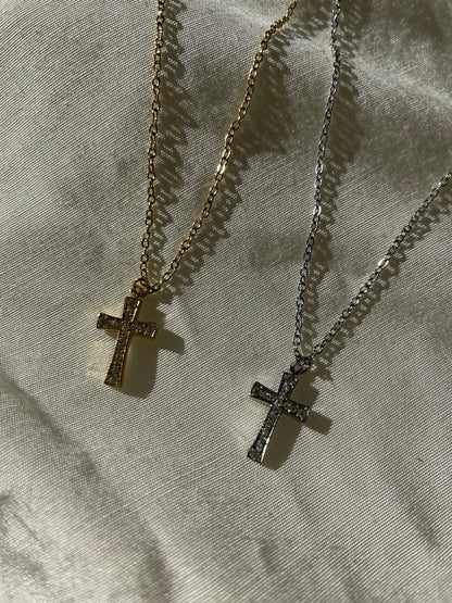 Edelstahl Kette Kreuz Diamond