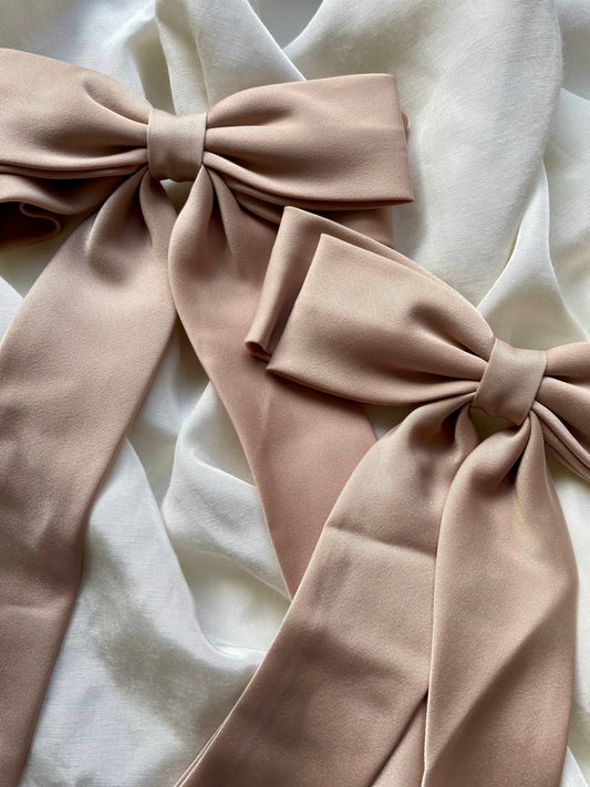 Haarschleife Beige Samt