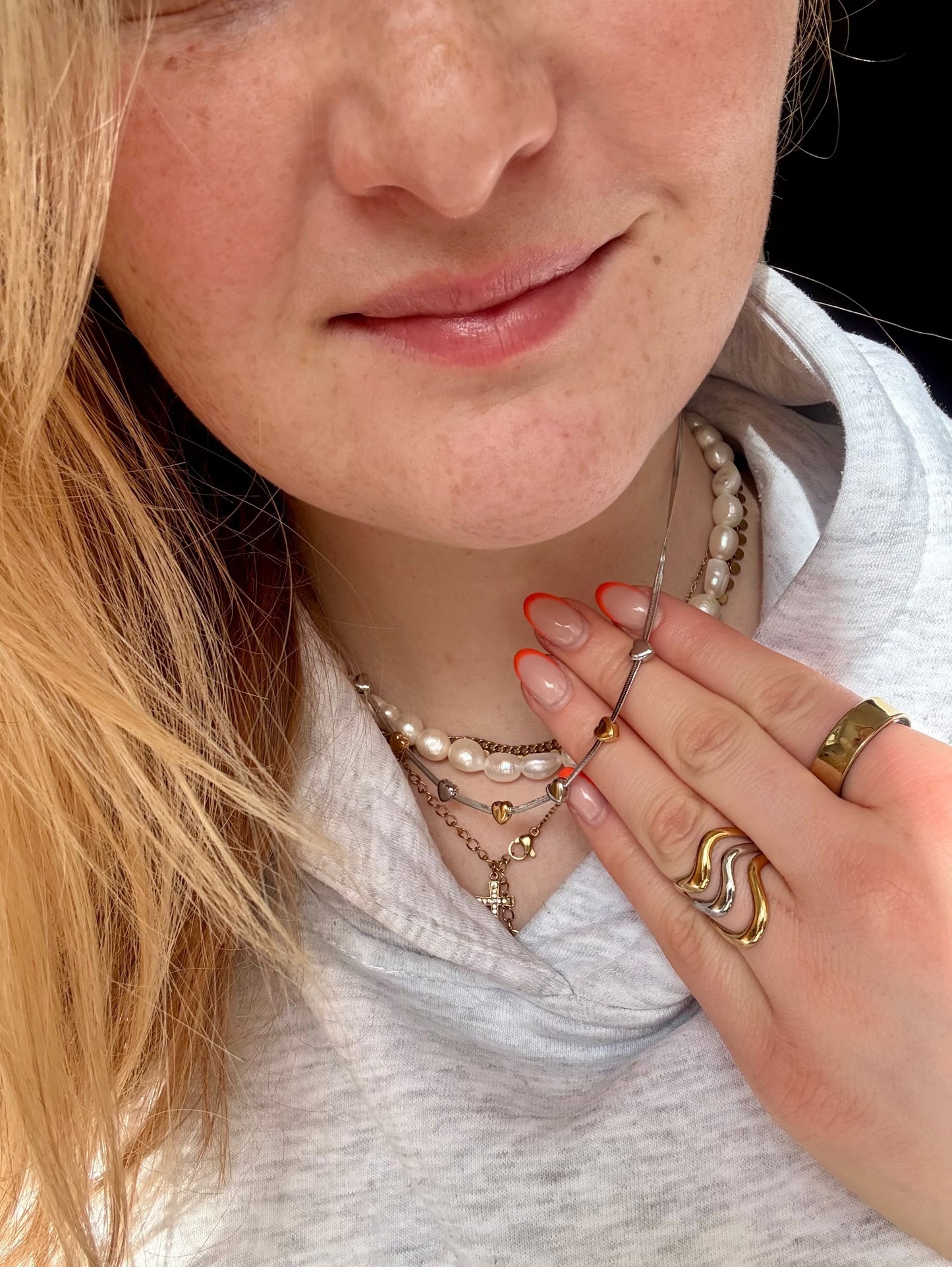 Edelstahl Armband & Kette Bicolor Herz