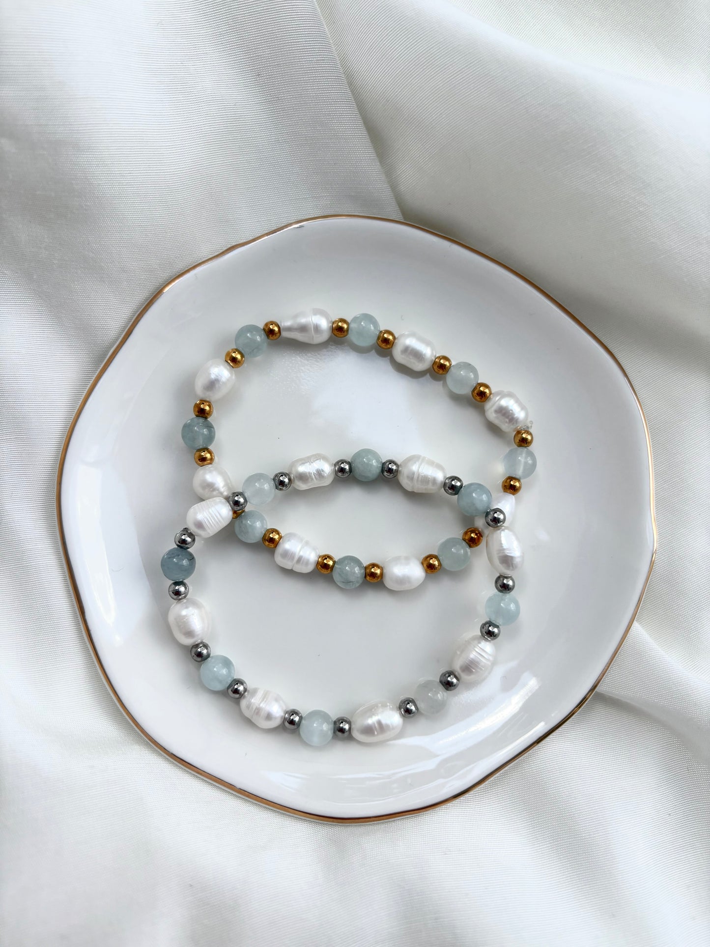 Hellblaues Armband Süßwasserperle