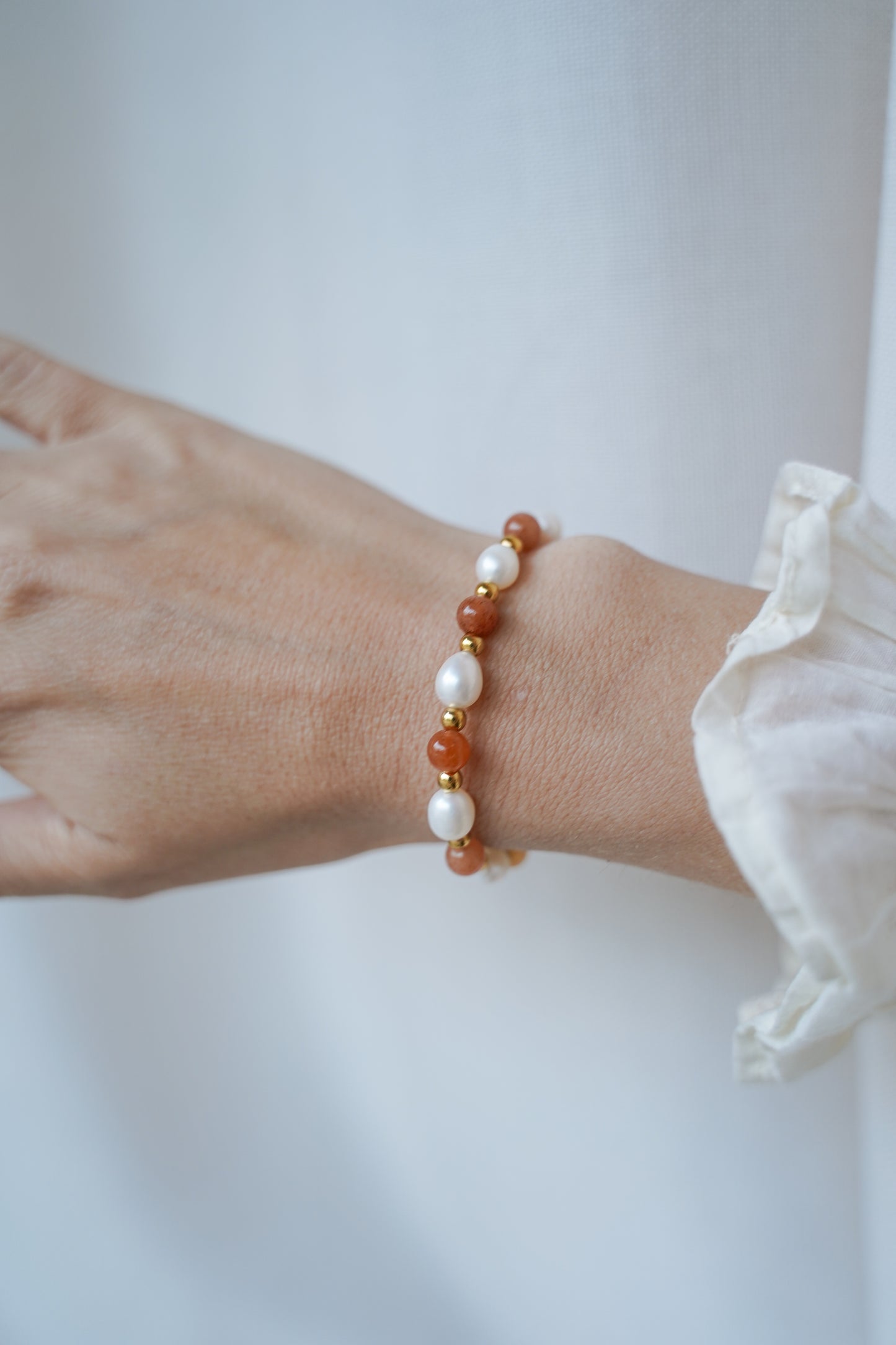 Orangenes Süßwasserperle Armband