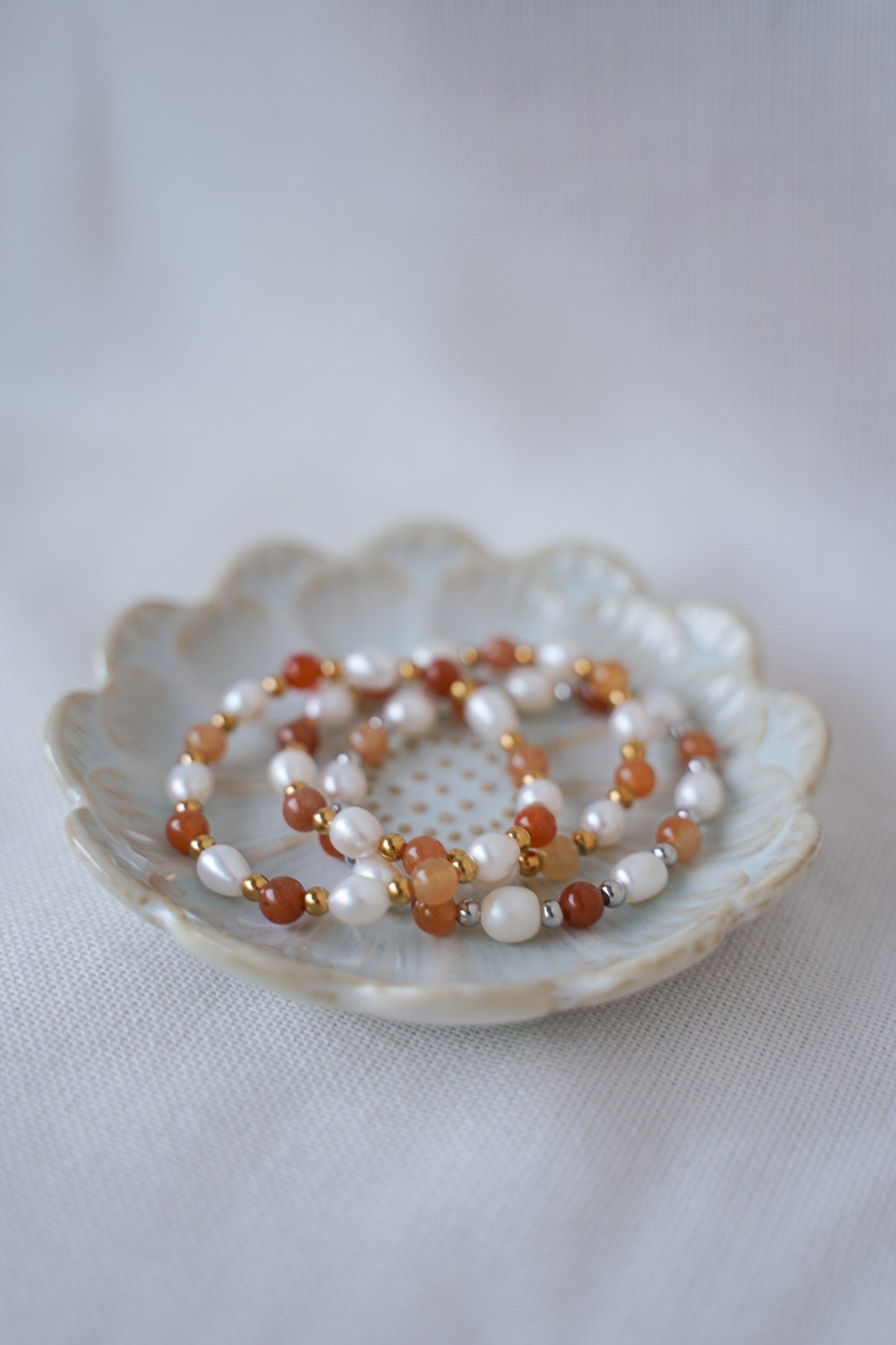 Orangenes Süßwasserperle Armband