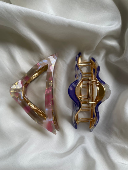 Haarspange dreieckig Metall Gold