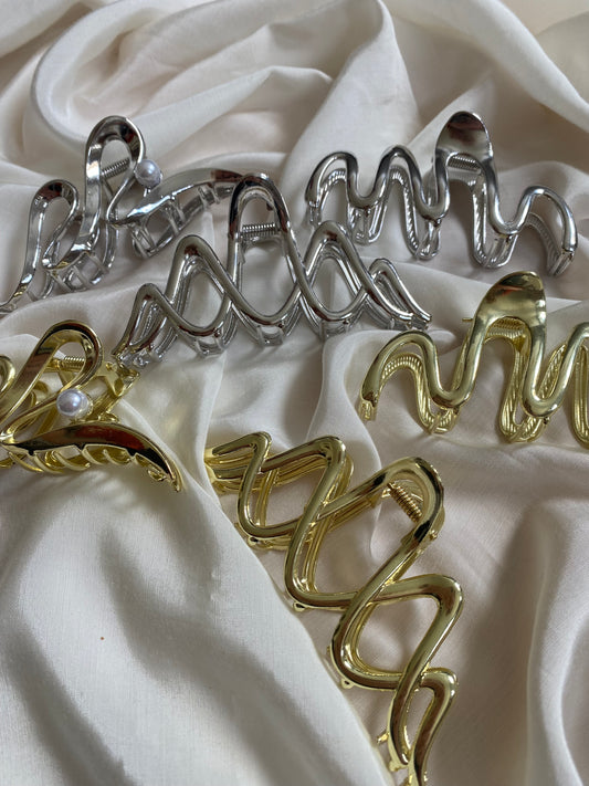 Haarspange Abstrakt Metall Silber & Gold