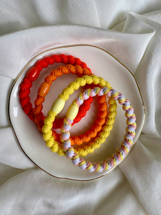 Haargummi Kneeki Set Gelb Orange