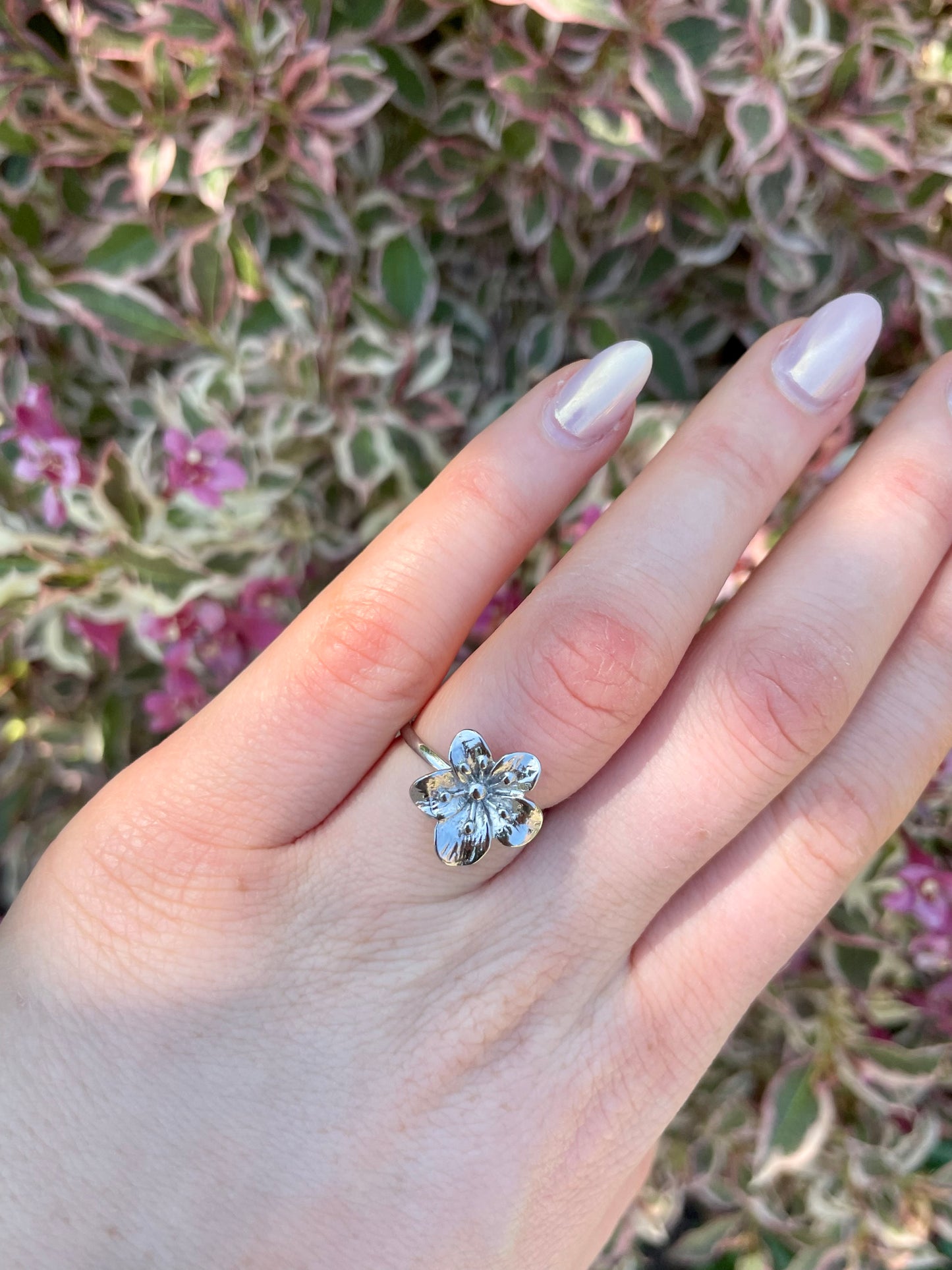Edelstahl Ring Flower