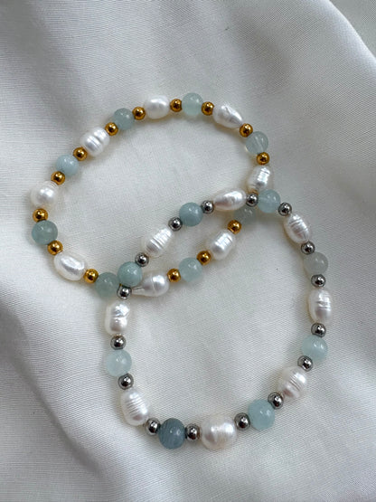 Hellblaues Armband Süßwasserperle