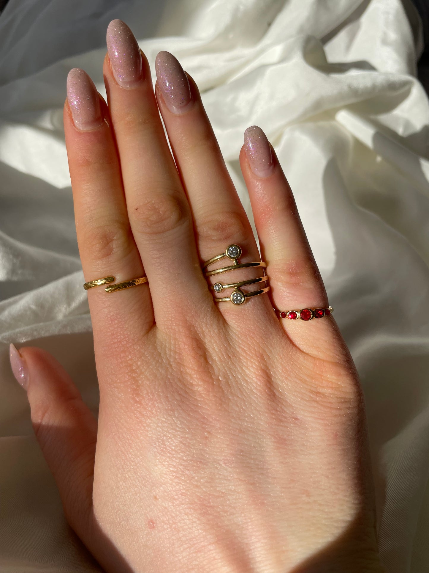 Edelstahl Ring Statement Glitter