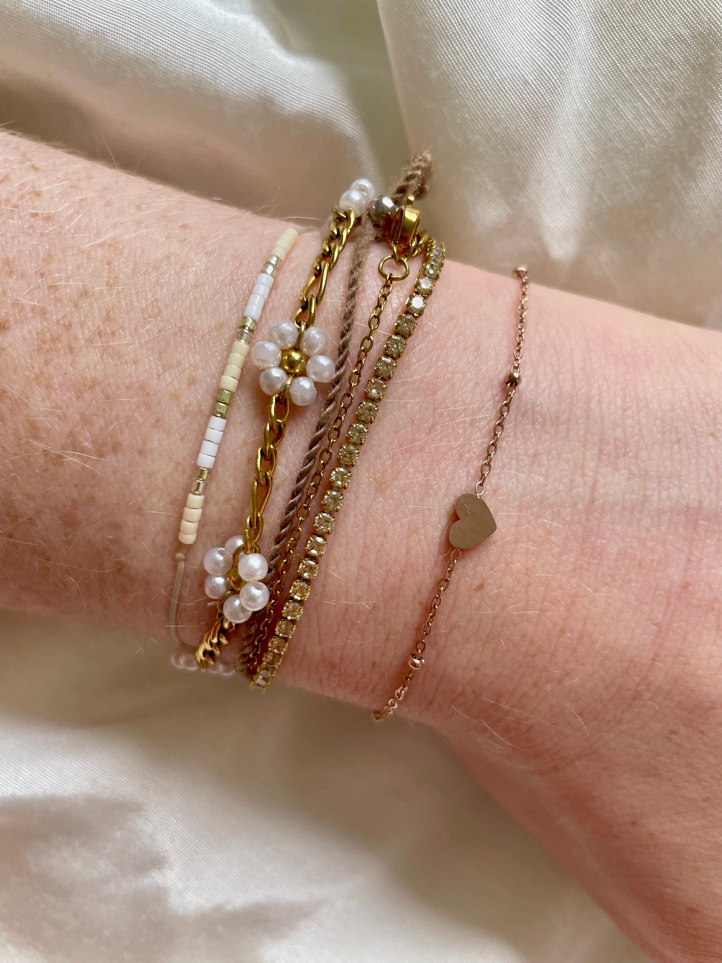 Edelstahl Armband Herz Rose